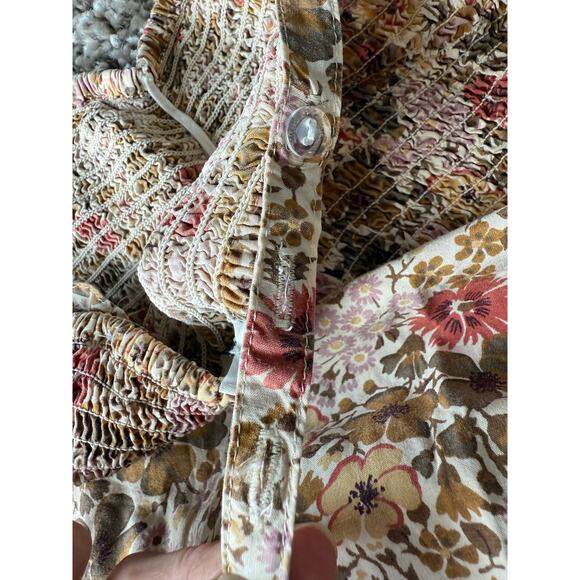 Madewell Tucker Tie Strap Floral Smocked Lucie Mini Dress – Size Medium - Picture 10 of 14